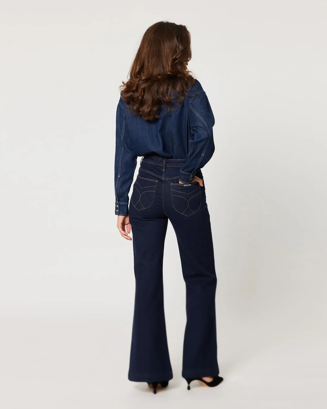 ROLLAS Eastcoast Dark Denim Flares - Ava