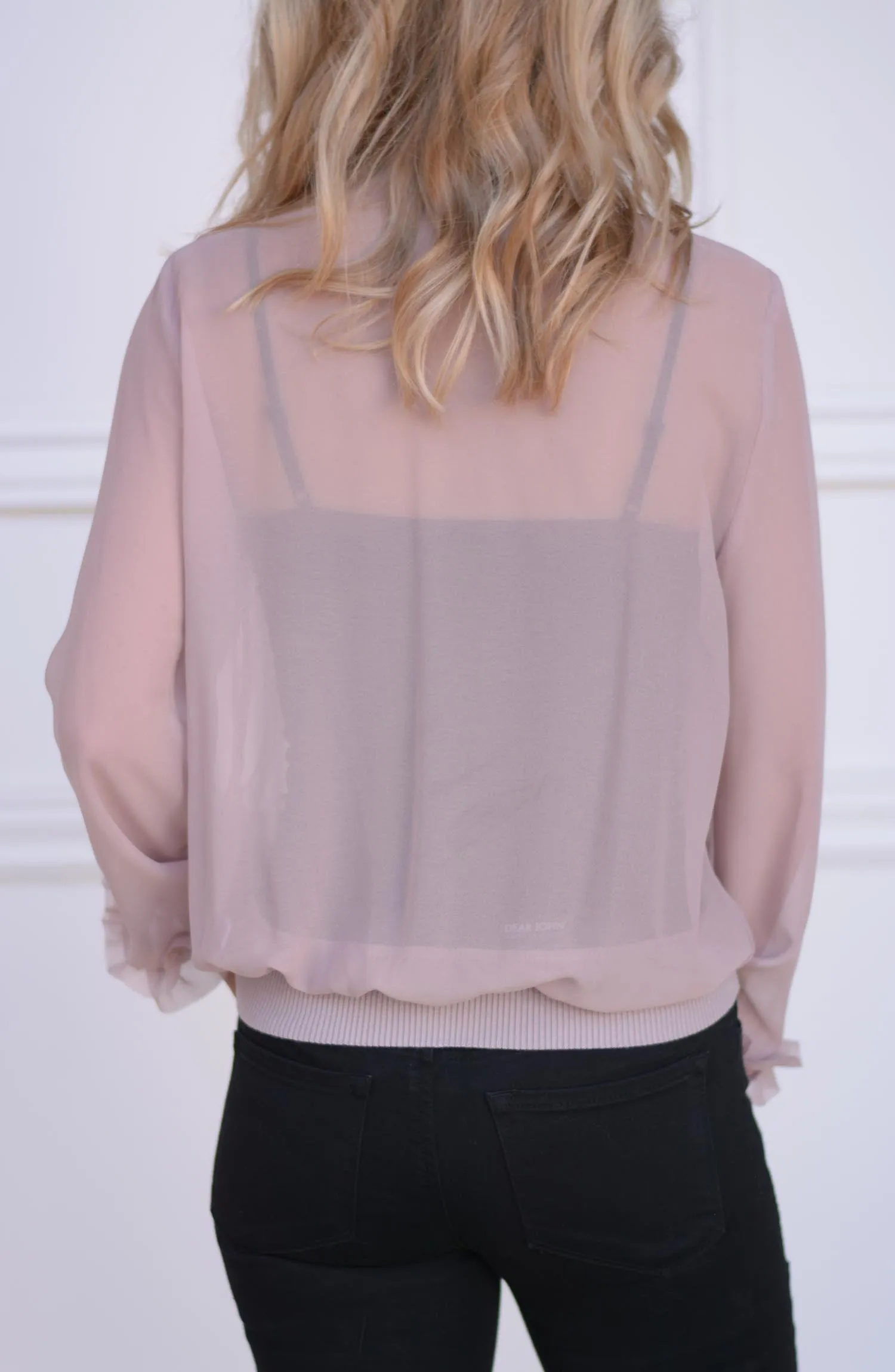 Ruffle Blouse Bomber