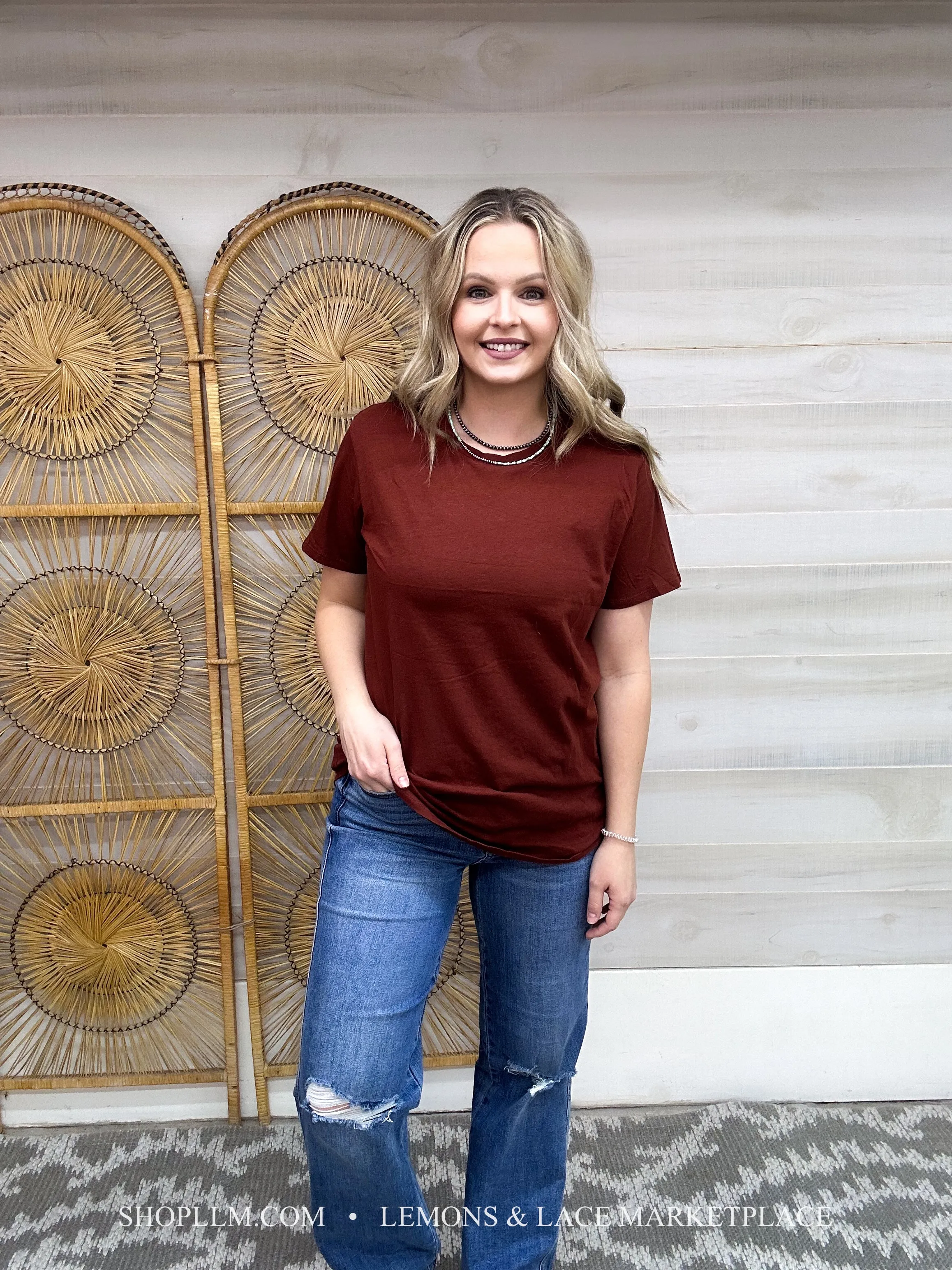 Rust Better Than Basic Boyfriend Tee Round Neck