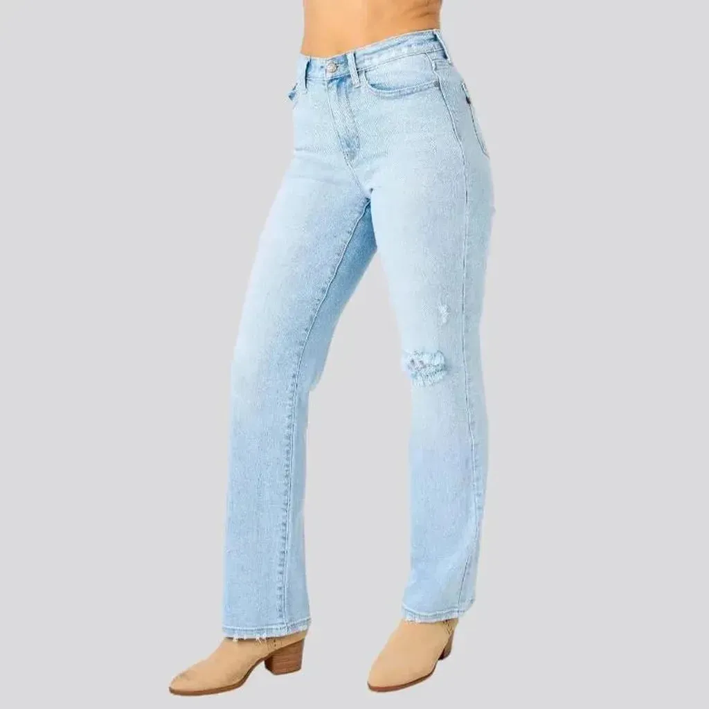 Straight distressed jeans
 for ladies