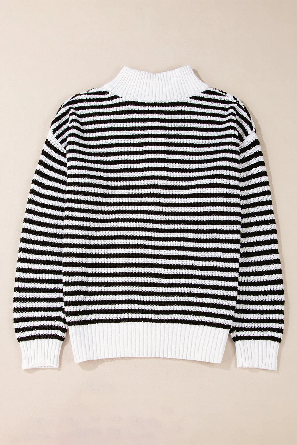 Stripe Zipper Collar Sweater