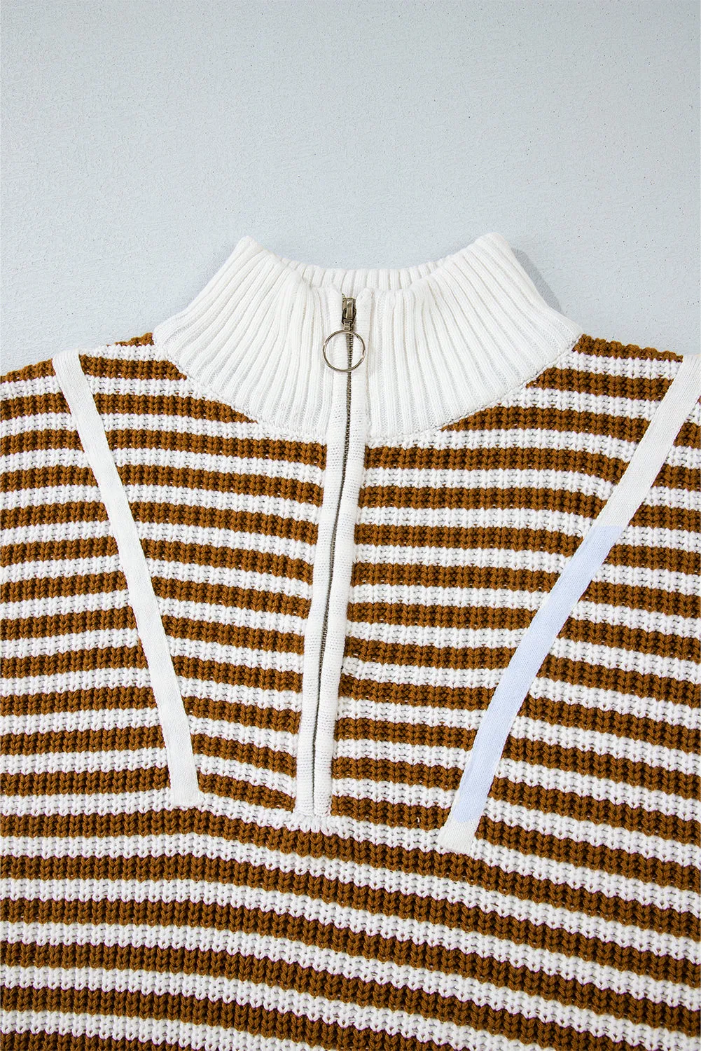 Stripe Zipper Collar Sweater