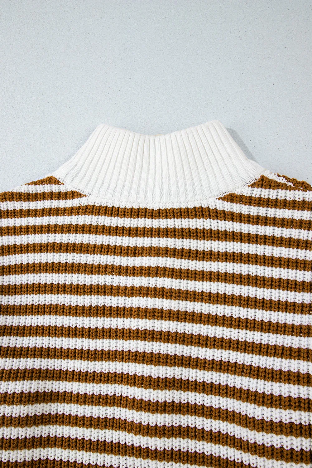 Stripe Zipper Collar Sweater