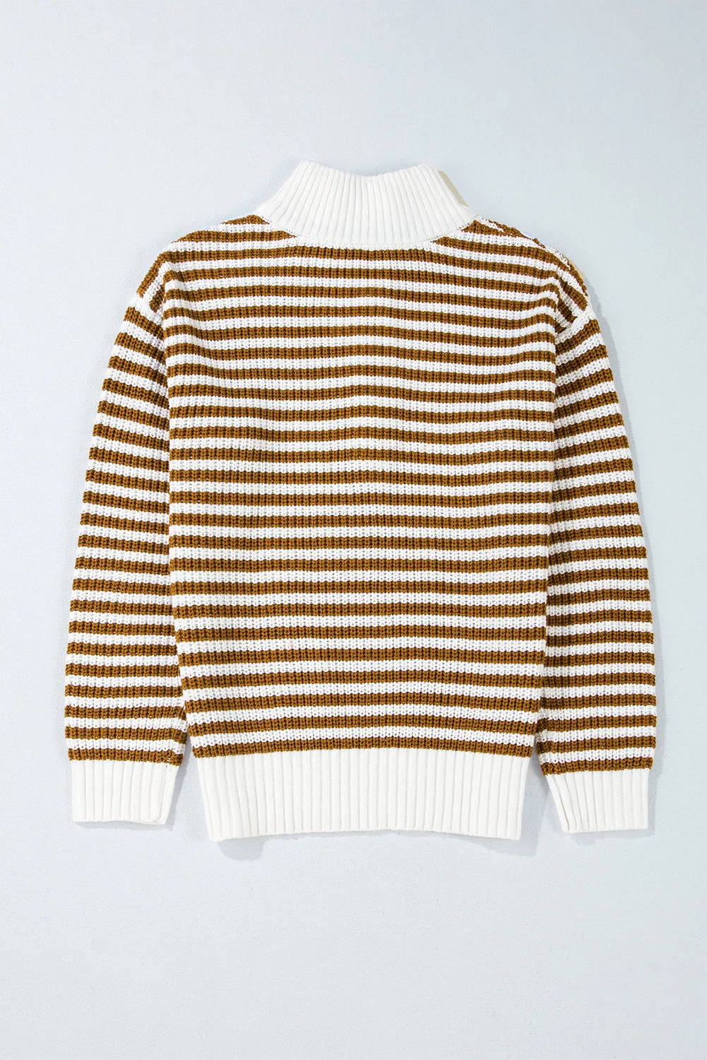 Stripe Zipper Collar Sweater