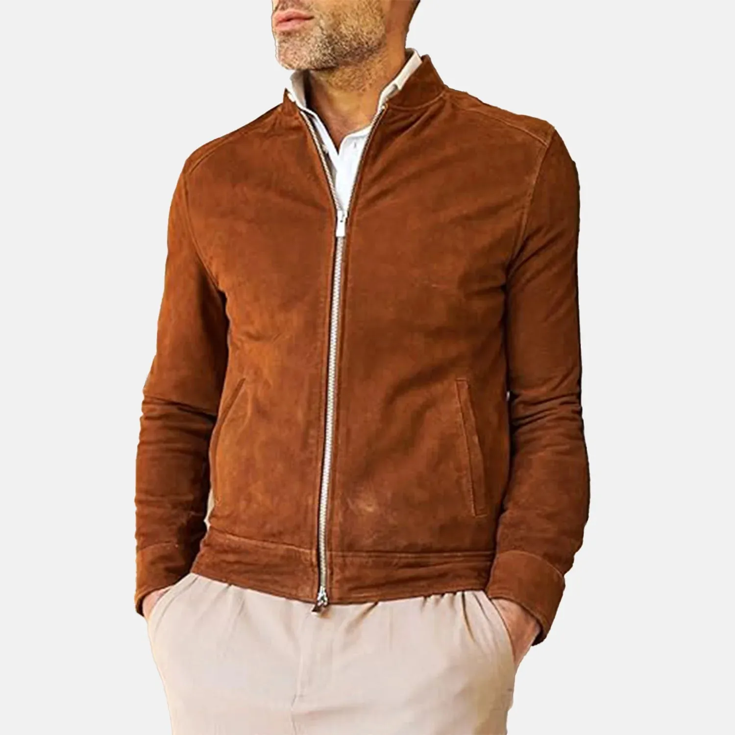 Thunderbolt Leather Bomber Jacket For Men