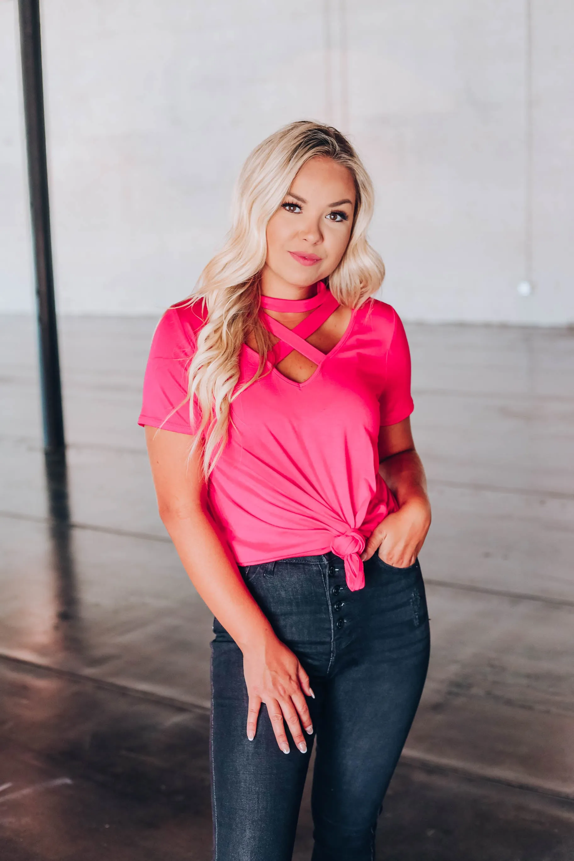 X Factor Choker Top - Pink